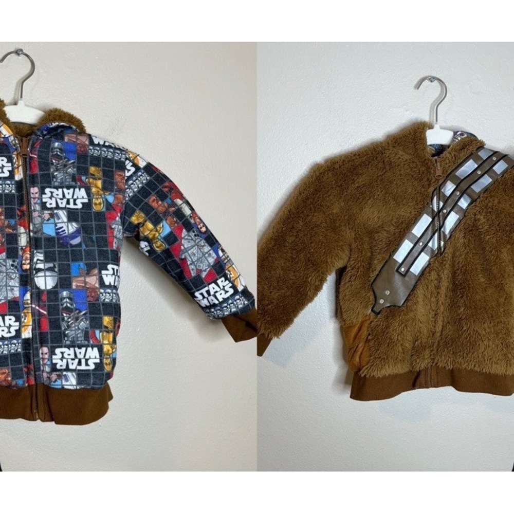 Disney Star Wars Chewbacca Hoodie‎ 3T Reversible Fuzzy Faux Fur Boys Costume